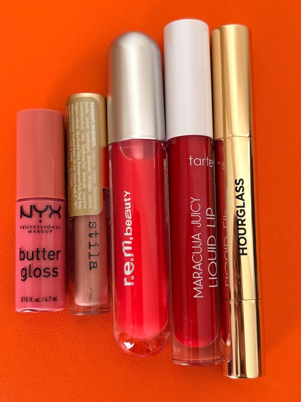 Pink Red Lip Gloss Lipstick Bundle NYX Stila Tarte r.e.m. Beauty Hourglass